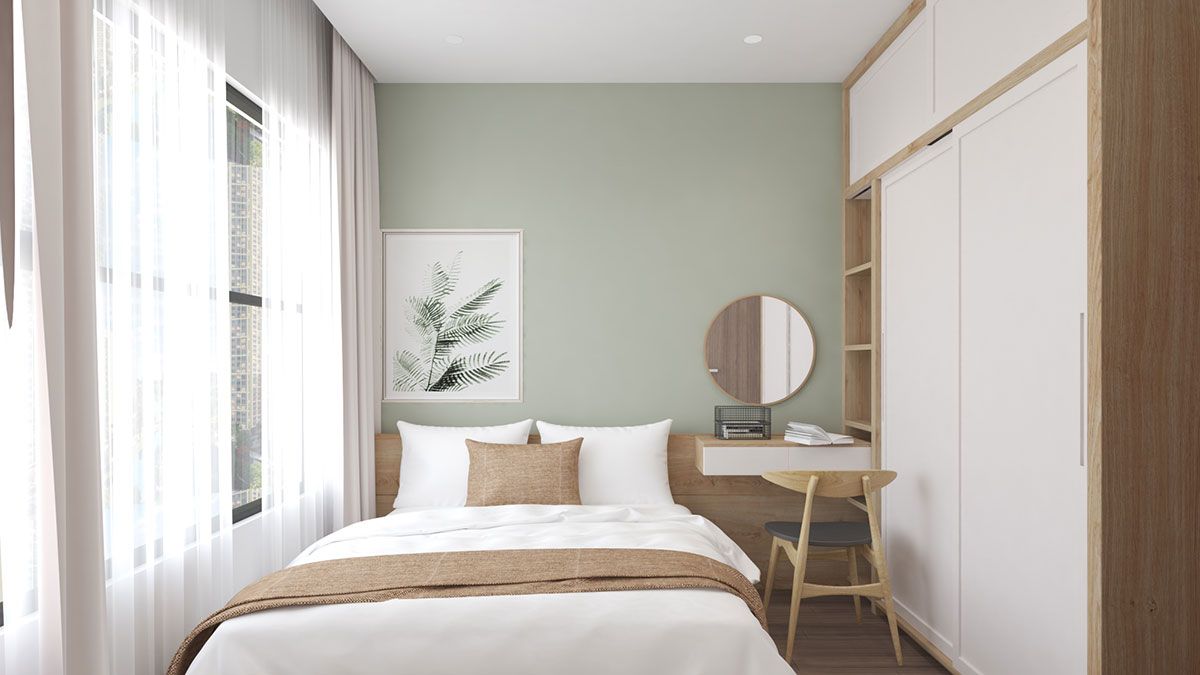 Phòng ngủ chính với thiết kế nội thất phong cách Bắc Âu