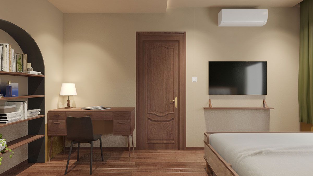 Thiết kế phòng ngủ với tông gỗ ấm áp