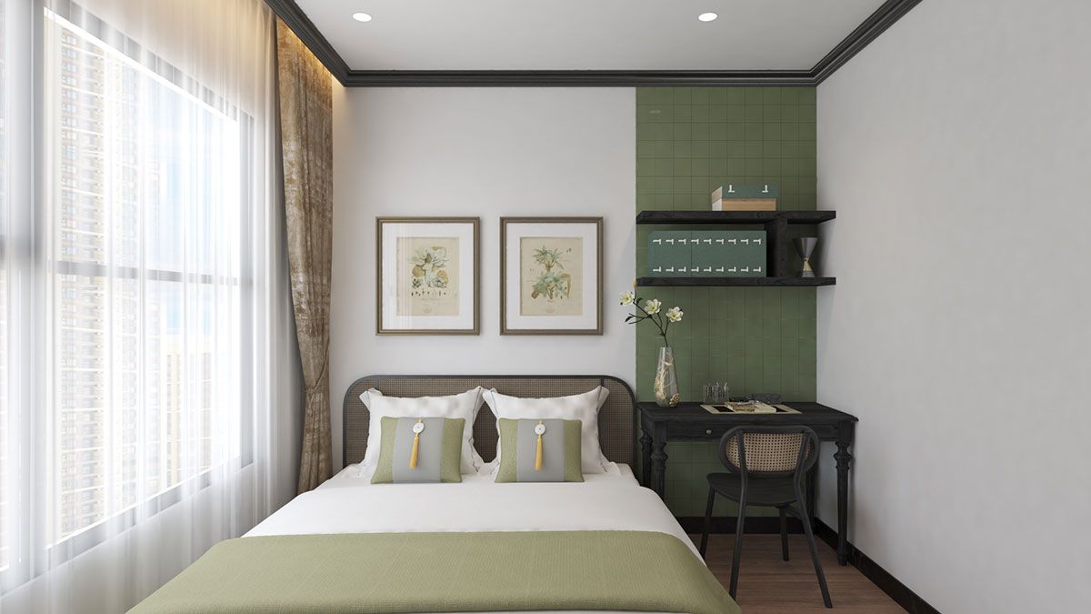 Phòng ngủ với đường nét trang trí đậm phong cách Indochine